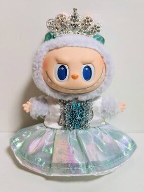 Custom Princess Disney Frozen Elsa Inspired Dress with Crown to fit Labubu